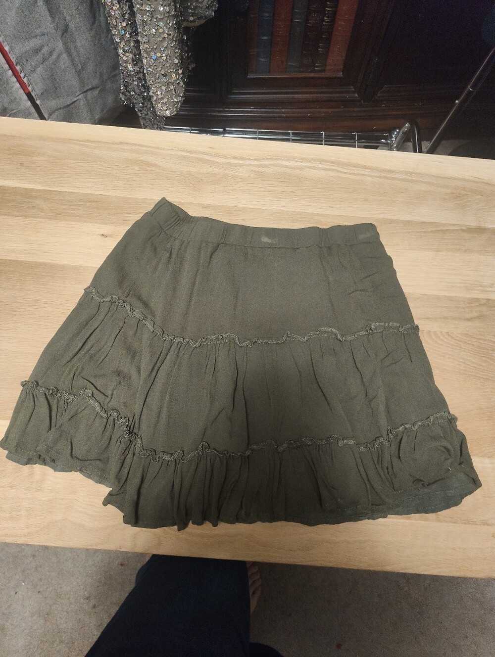 Princess Polly Olive Green Tiered Ruffle Mini Skirt